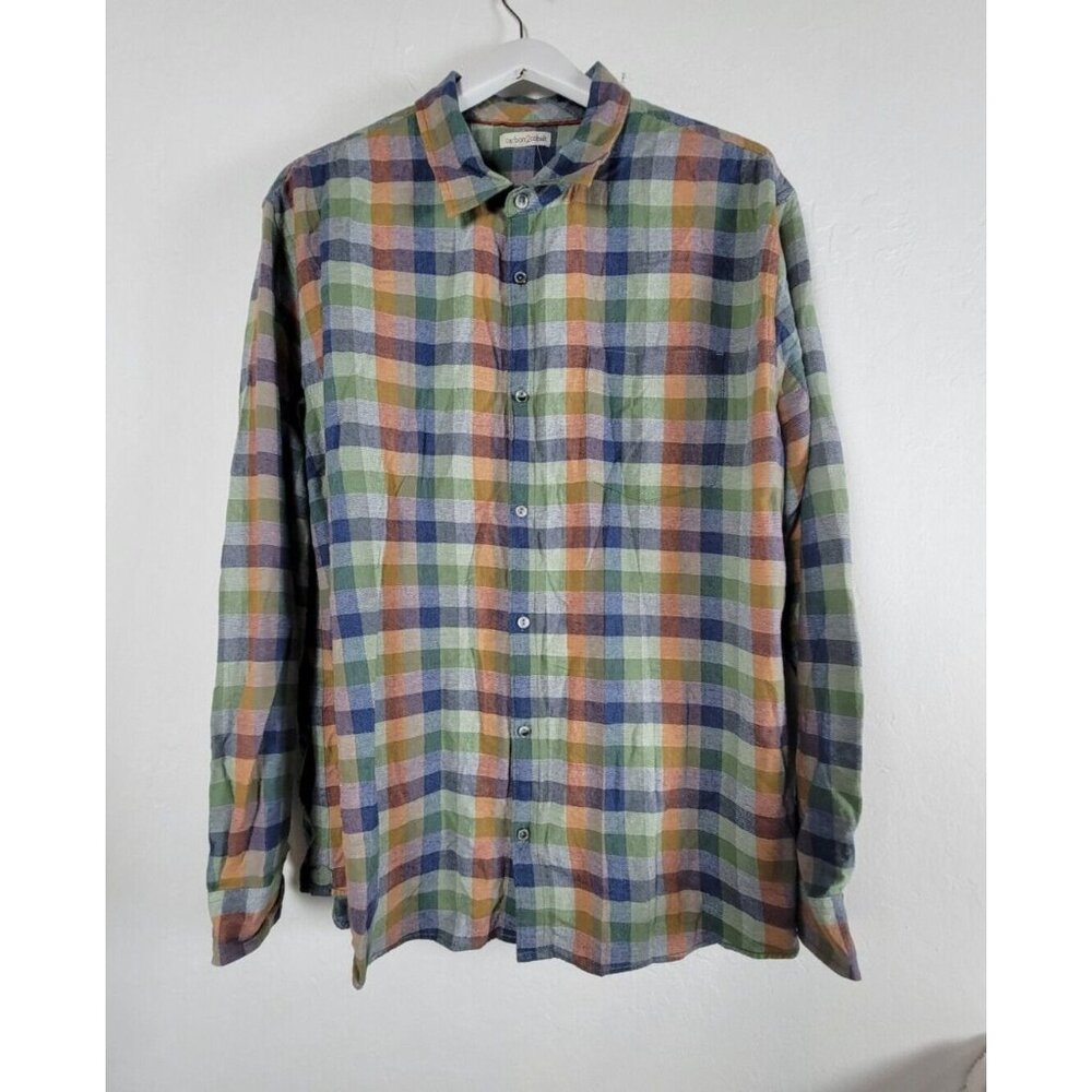 Carbon2Cobalt Mens Cotton Check Plaid Button Up Shirt Long Sleeve Multicolor